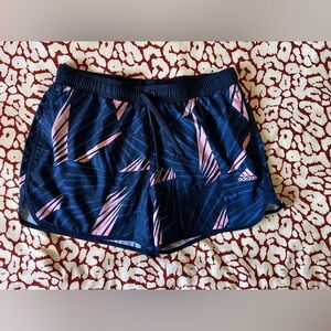 Adidas Navy Pink Poly Lined Graphic Split CLX Swim Trunks FJ3406 Large